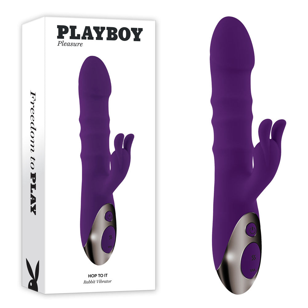 Playboy Pleasure HOP TO IT - Purple 23.5cm Thrusting Rabbit Vibrator