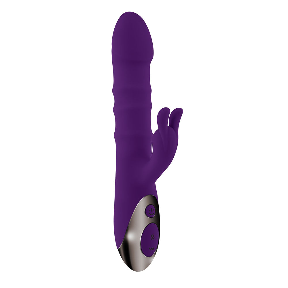 Playboy Pleasure HOP TO IT - Purple 23.5cm Thrusting Rabbit Vibrator