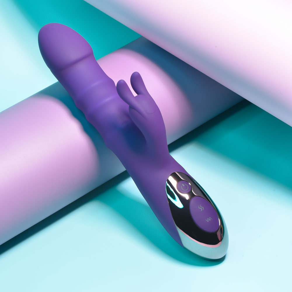 Playboy Pleasure HOP TO IT - Purple 23.5cm Thrusting Rabbit Vibrator