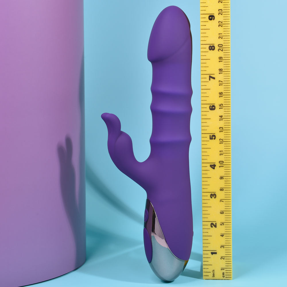 Playboy Pleasure HOP TO IT - Purple 23.5cm Thrusting Rabbit Vibrator