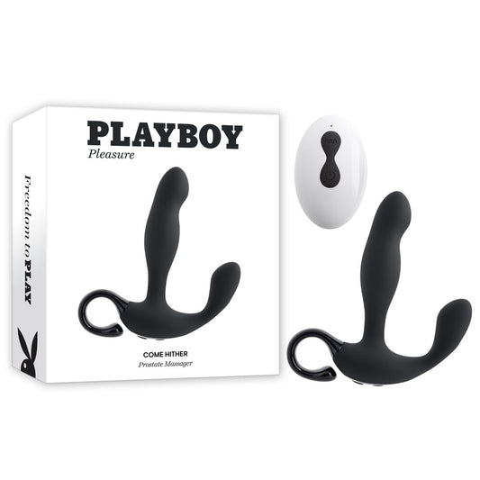 Playboy Pleasure COME HITHER Black 13.2cm Vibrating Prostate Massager w Remote