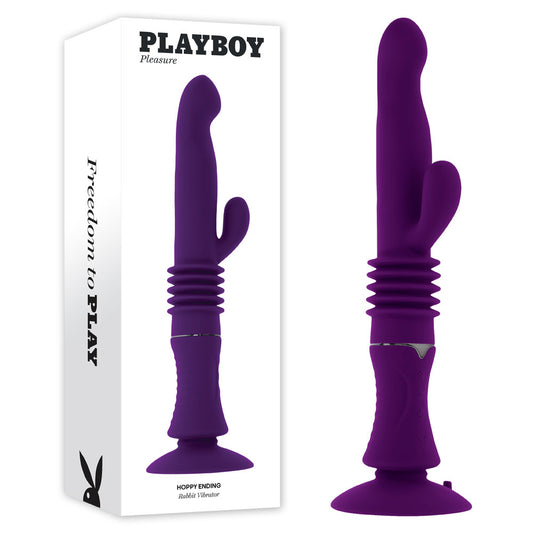 Playboy Pleasure HOPPY ENDING Purple 29.2cm USB Thrusting Rabbit Vibrator