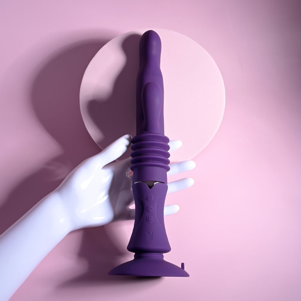 Playboy Pleasure HOPPY ENDING Purple 29.2cm USB Thrusting Rabbit Vibrator