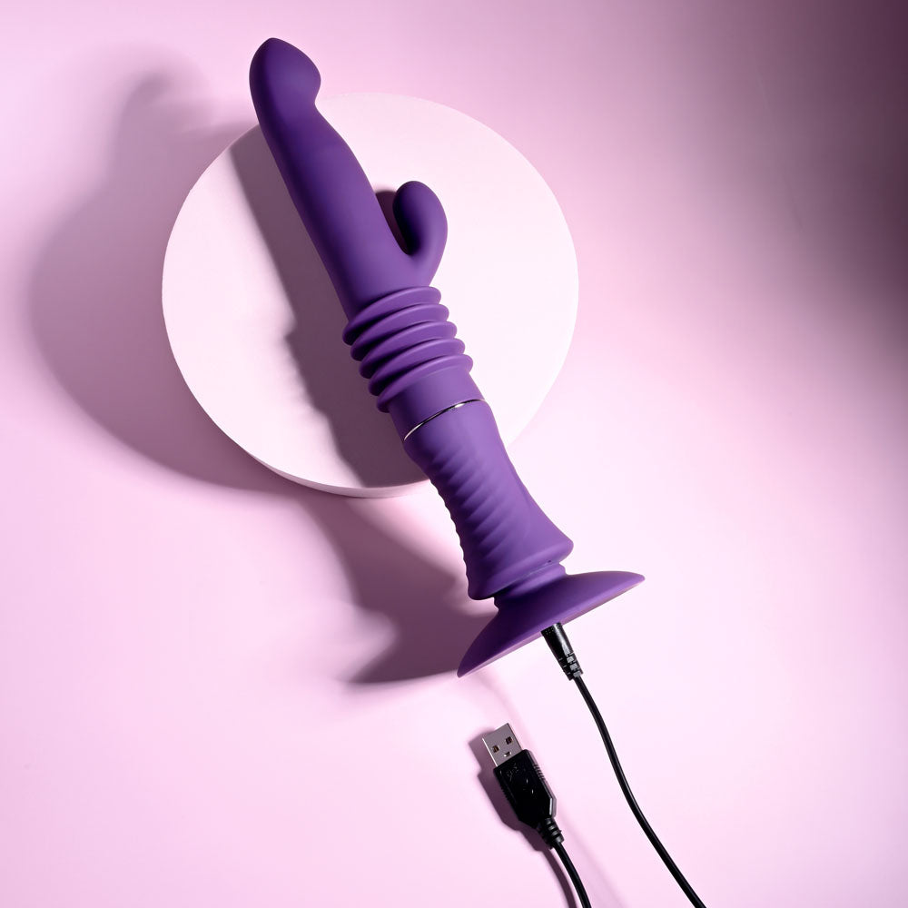 Playboy Pleasure HOPPY ENDING Purple 29.2cm USB Thrusting Rabbit Vibrator