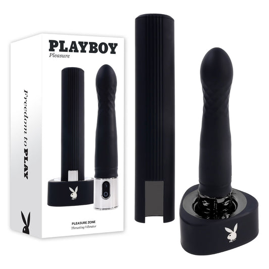 Playboy Pleasure PLEASURE ZONE - Black 21.4cm Thrusting Vibrator with USB Charging Dock