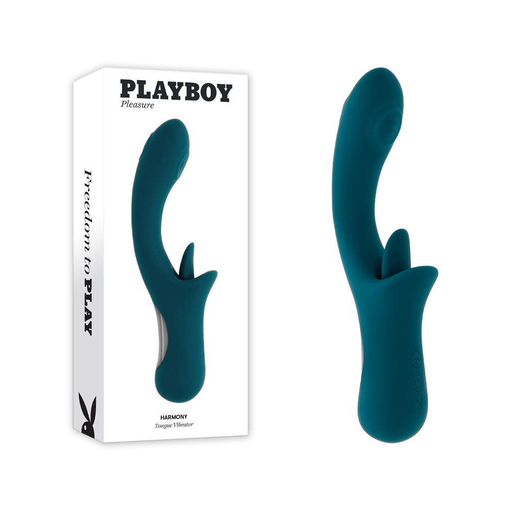 Playboy Pleasure HARMONY Blue 22.9cm USB Rechargeable Vibrator Clitoral Flicker