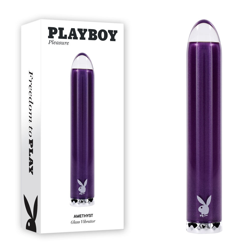 Playboy Pleasure AMETHYST Purple 12.4cm USB Rechargeable Glass Tipped Mini Vibrator