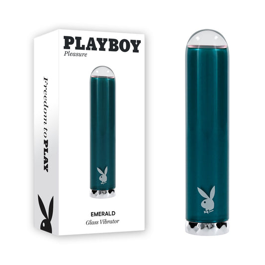 Playboy Pleasure EMERALD Blue 9.1cm USB Rechargeable Glass Tipped Bullet Vibrator