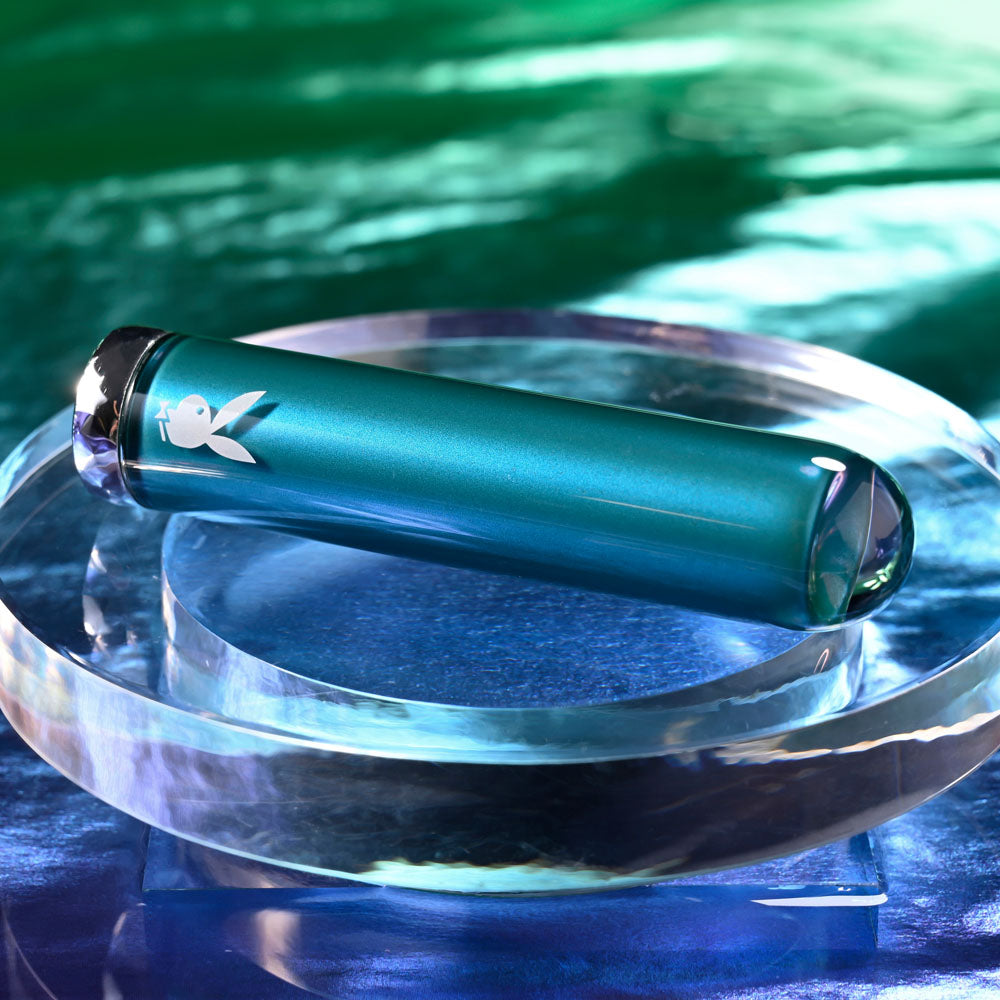 Playboy Pleasure EMERALD Blue 9.1cm USB Rechargeable Glass Tipped Bullet Vibrator