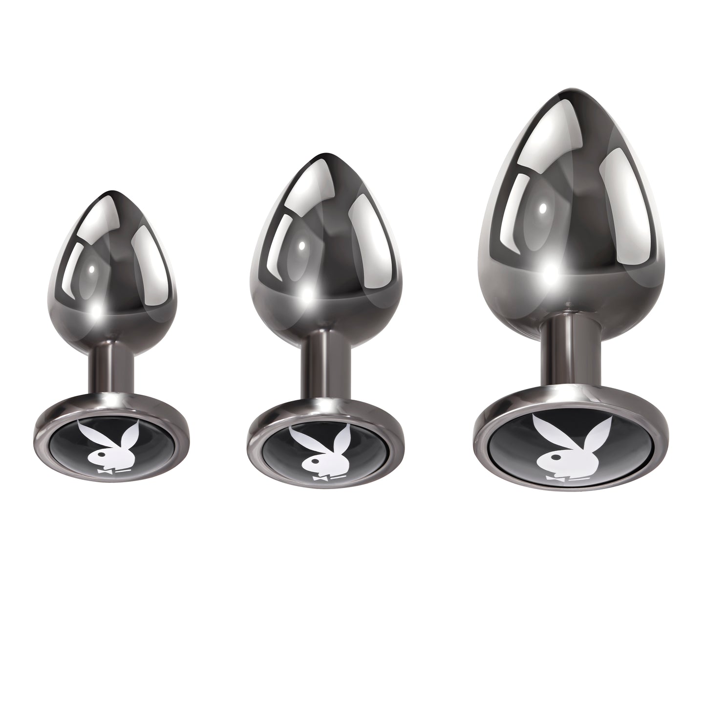 Playboy Pleasure PLEASURE 3 WAYS Metal Butt Plugs - Set of 3 Sizes