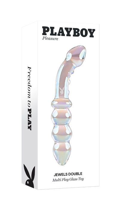 Playboy Pleasure JEWELS DOUBLE Clear Glass 17.1cm Double Ended Dildo