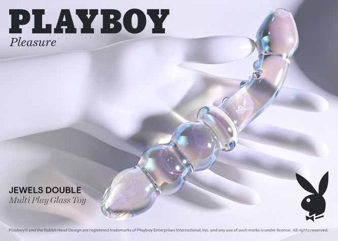 Playboy Pleasure JEWELS DOUBLE Clear Glass 17.1cm Double Ended Dildo