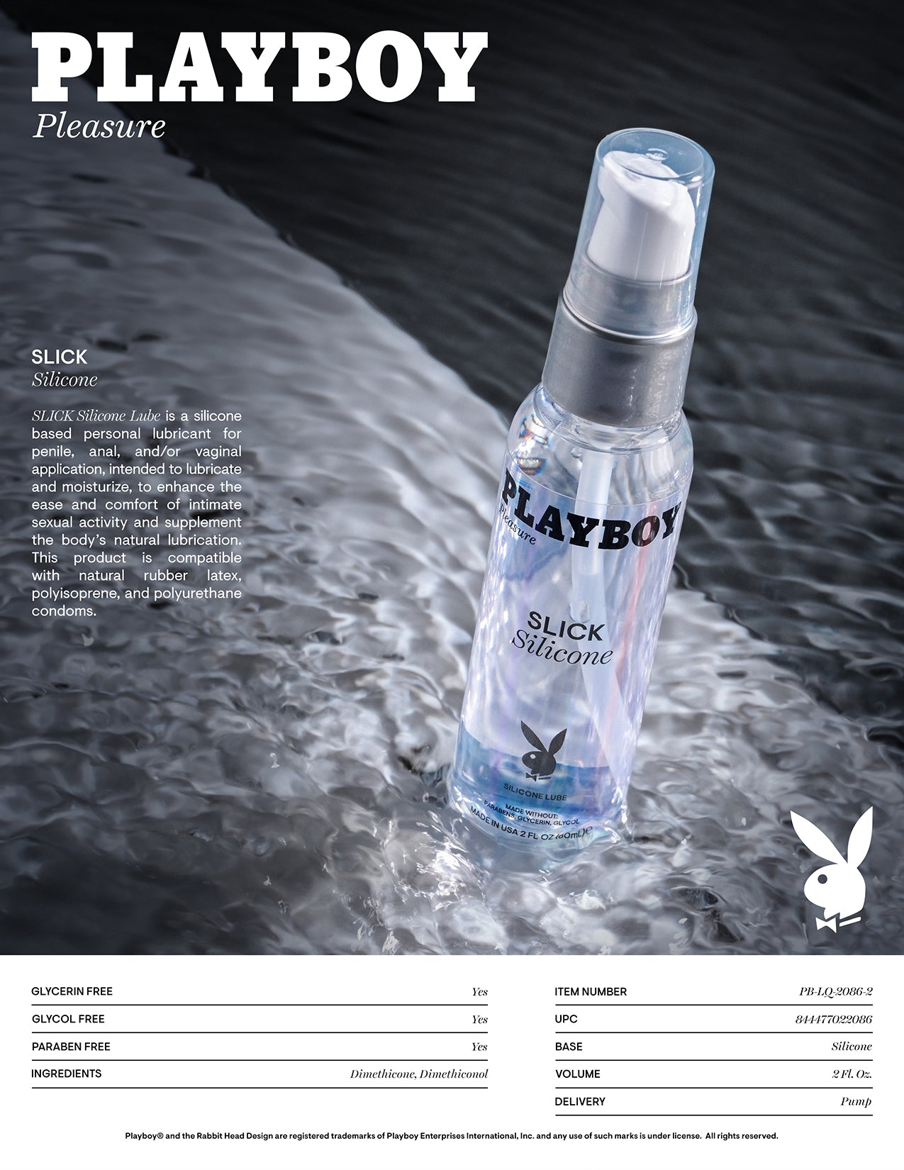 Playboy Pleasure SLICK Silicone Lubricant 60ml