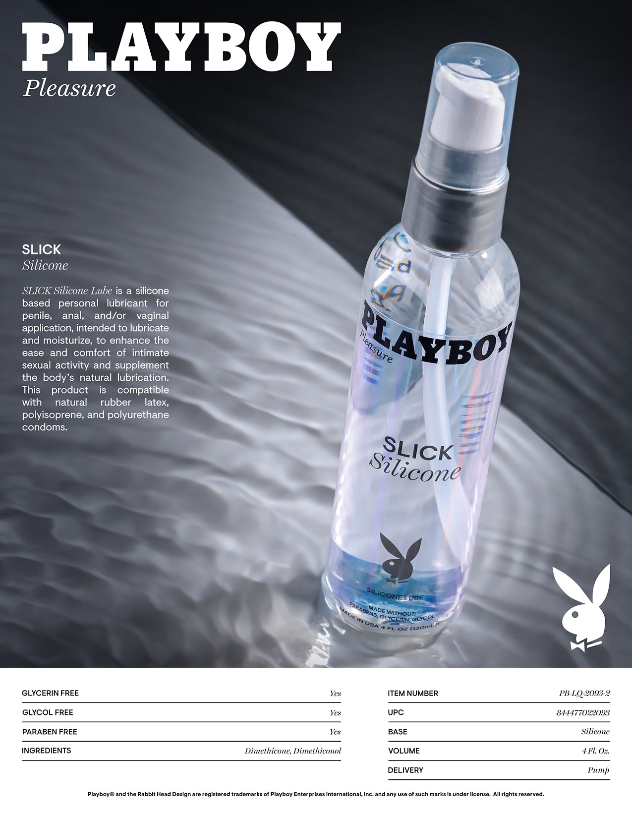 Playboy Pleasure SLICK Silicone Lubricant 120ml