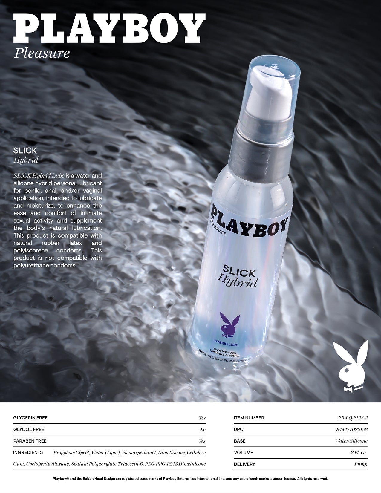 Playboy Pleasure SLICK Hybrid Lubricant 60ml