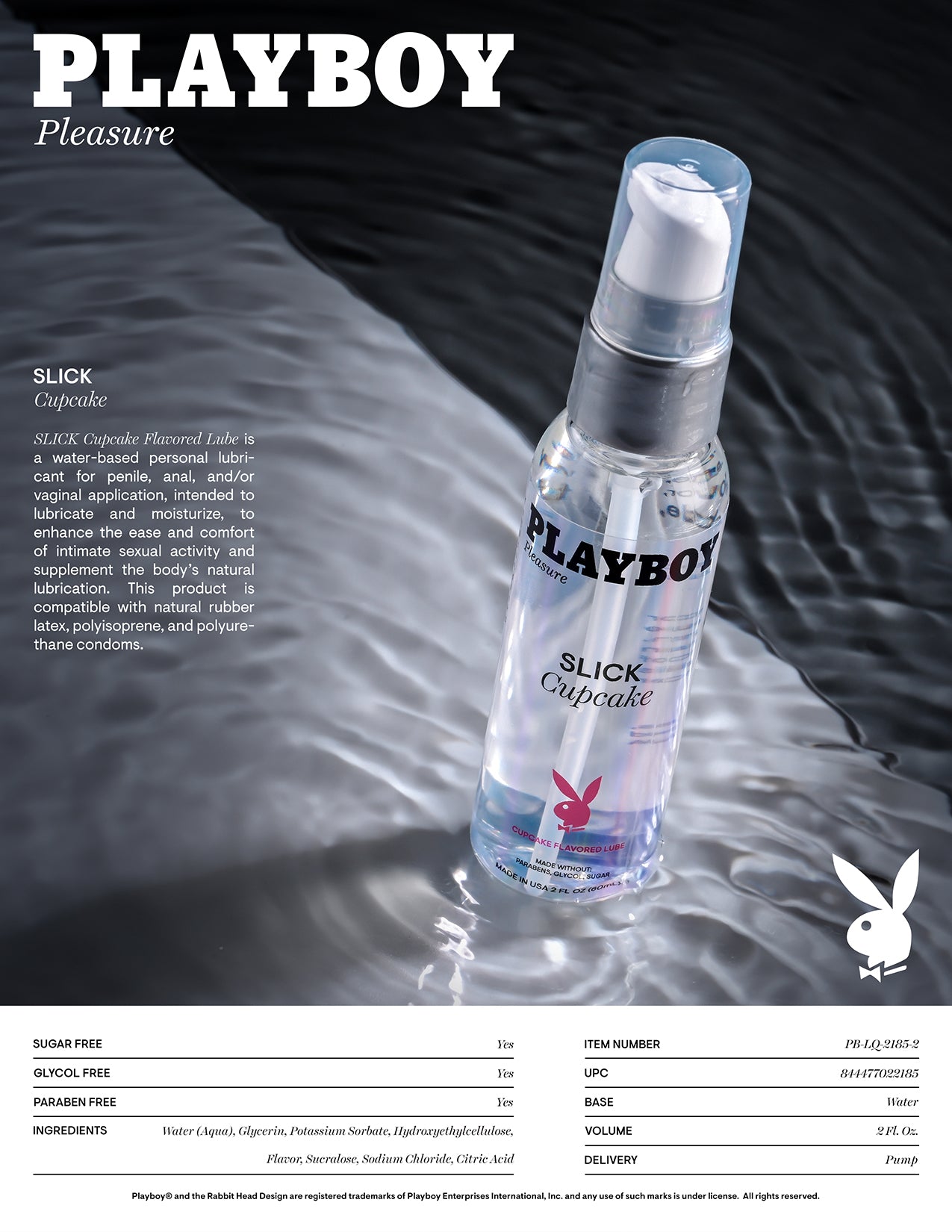 Playboy Pleasure SLICK Cupcake Flavoured Water Based Lubricant 60ml