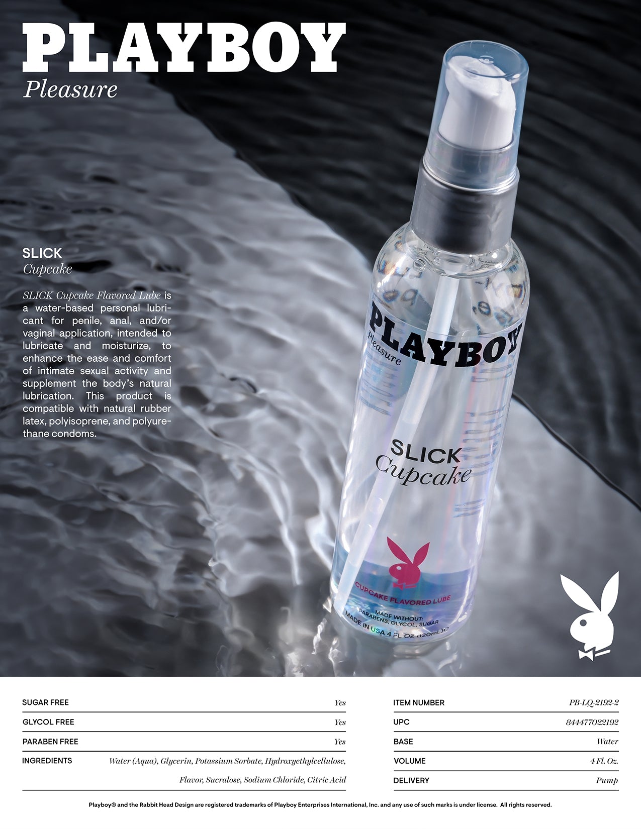 Playboy Pleasure SLICK Cupcake Flavoured Water Based Lubricant 120ml