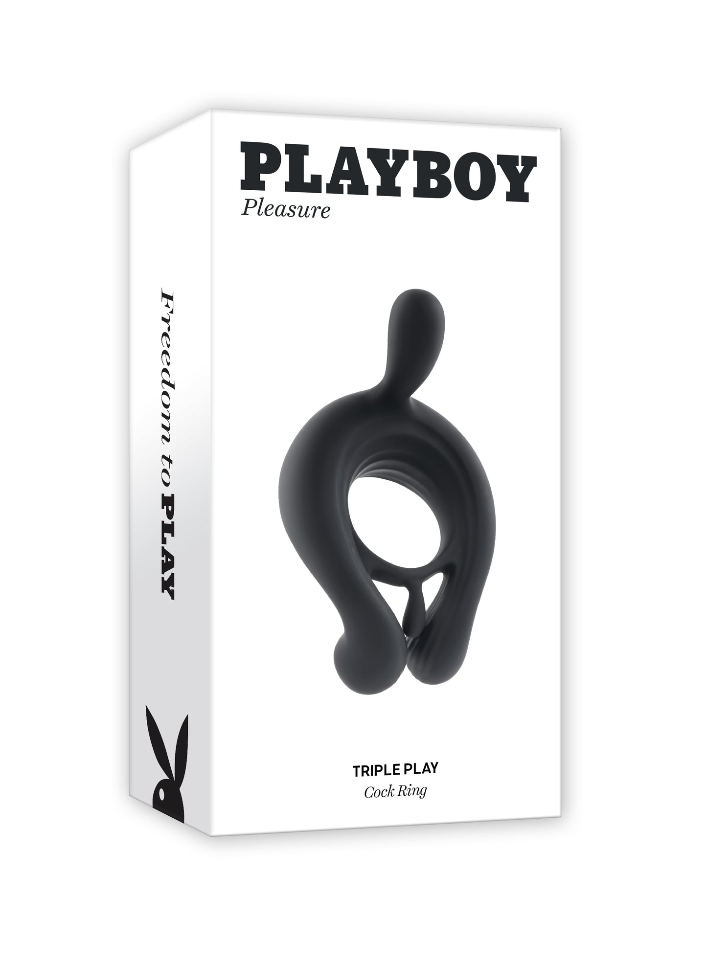 Playboy Pleasure TRIPLE PLAY Black USB Rechargeable Cock Ring w Wireless Remote