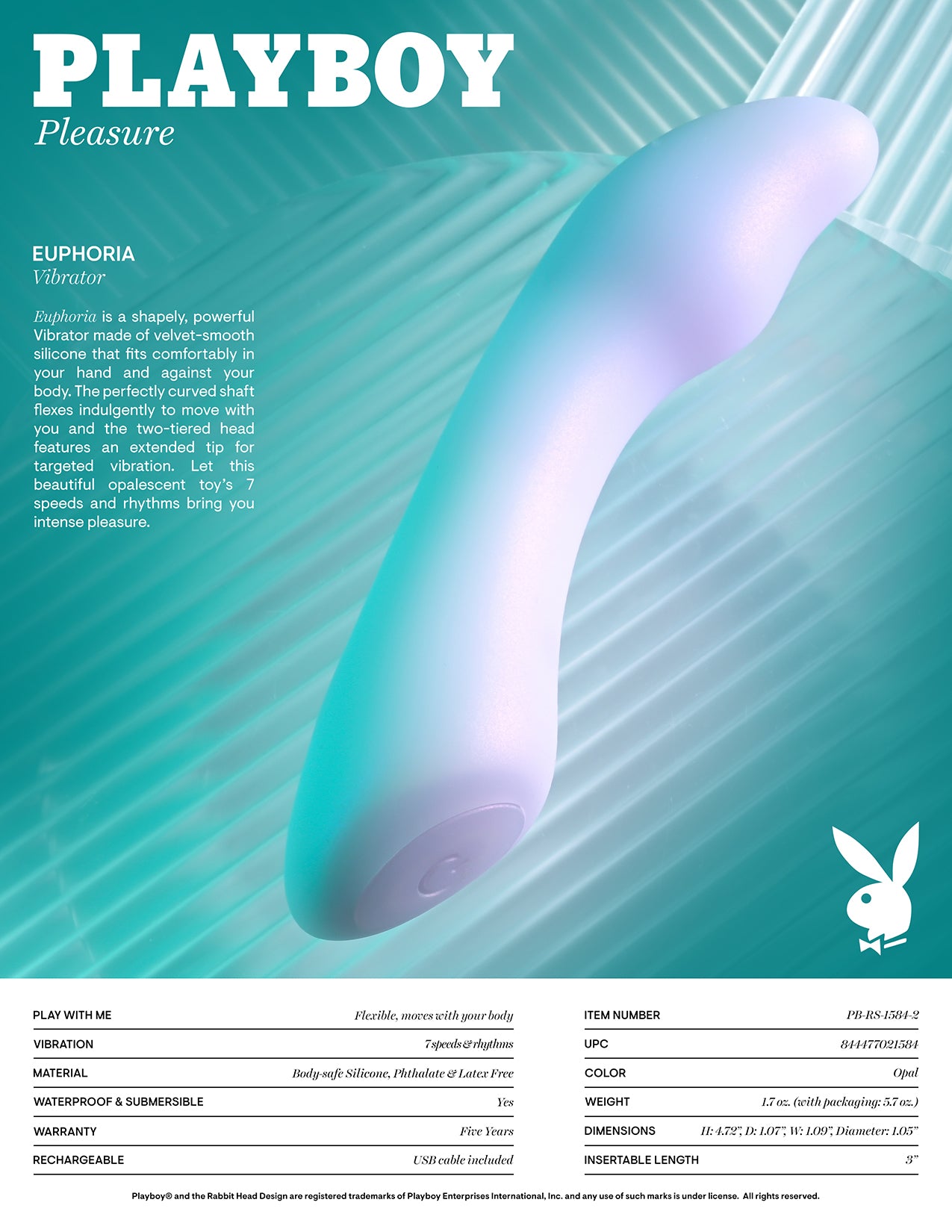 Playboy Pleasure EUPHORIA Opal 12cm USB Rechargeable Mini Vibrator