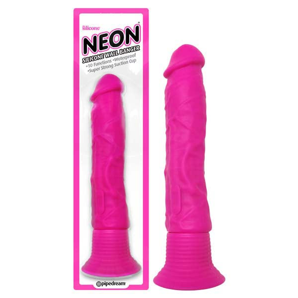 Pipedream Neon Silicone Wall Banger Pink 15.2cm (6") Vibrating Dong Dildo