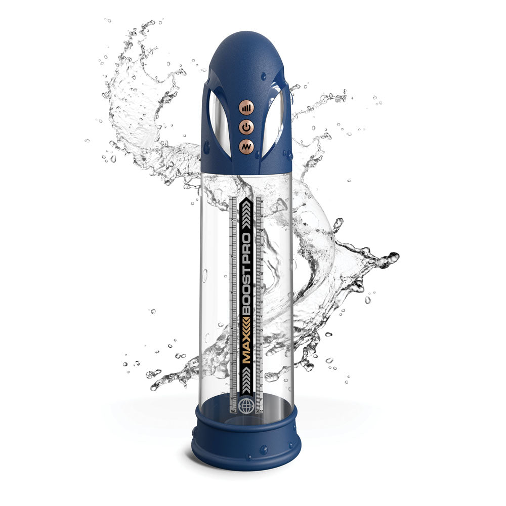 Pipedream Pump Worx Max Boost Pro Flow - Blue/Clear USB Rechargeable Waterproof Auto Penis Pump