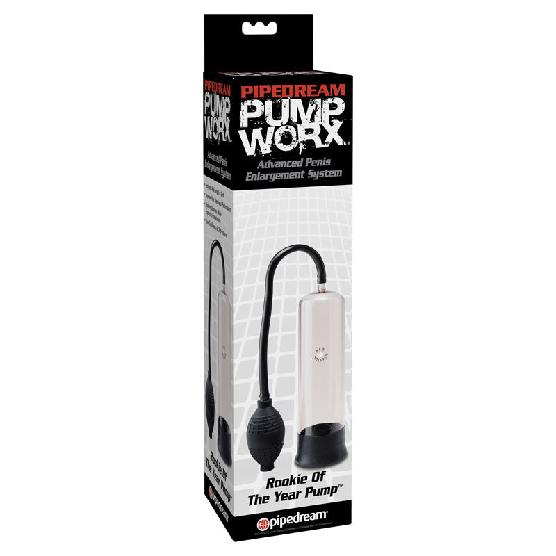 Pipedream Pump Worx Rookie Of The Year Pump - Clear/Black Penis Pump