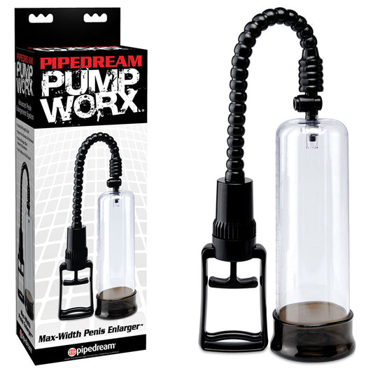 Pipedream Pump Worx Max-Width Penis Enlarger - Clear/Black Penis Pump