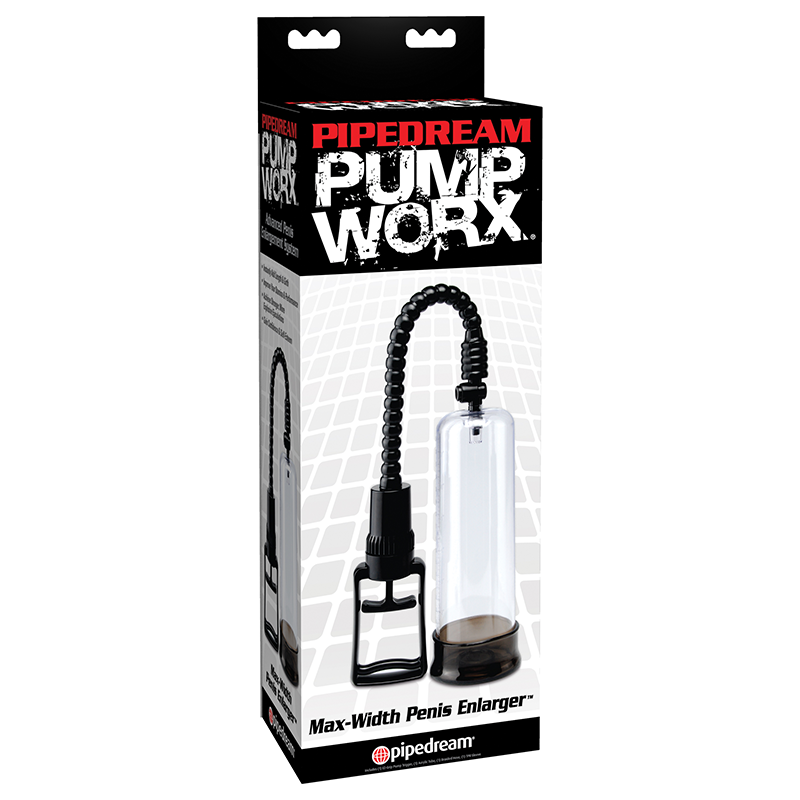 Pipedream Pump Worx Max-Width Penis Enlarger - Clear/Black Penis Pump