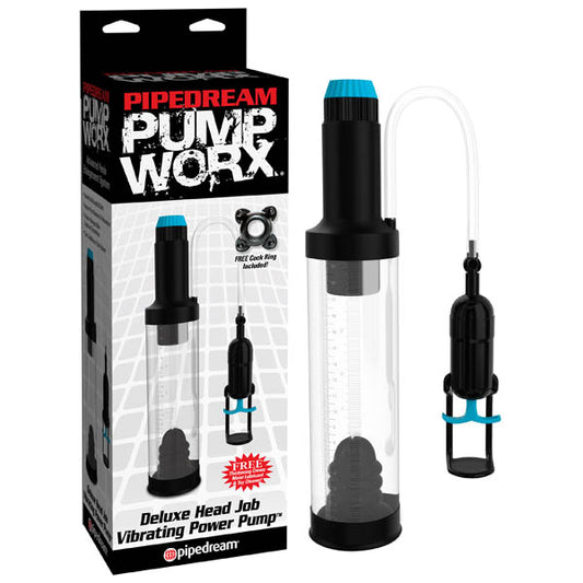 Pipedream Pump Worx Deluxe Head Job Vibrating Power Pump - Black Vibrating Penis Pump