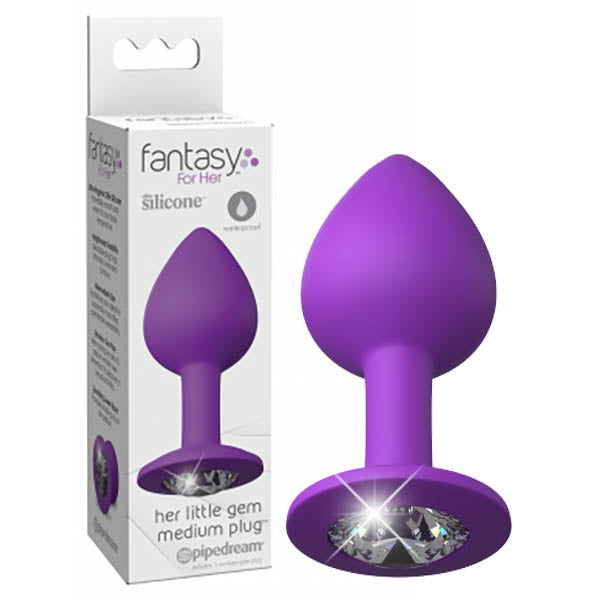 Pipedream Fantasy For Her Little Gem Medium Plug - Purple 8.1cm Butt Plug with Jewel Base