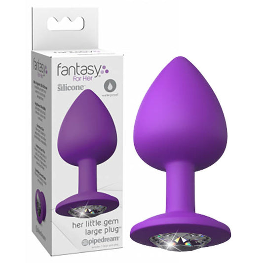 Pipedream Fantasy For Her Little Gem Large Plug - Purple 9.6cm Butt Plug with Jewel Base