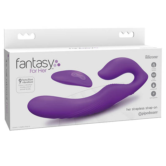 Pipedream Fantasy For Her Ultimate Strapless Strap-On - Purple USB Rechargeable Strapless Strap-On with Wireless Remote