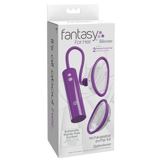 Pipedream Fantasy For Her Rechargeable Pump Kit Purple USB Rechargeable Vagina Pump