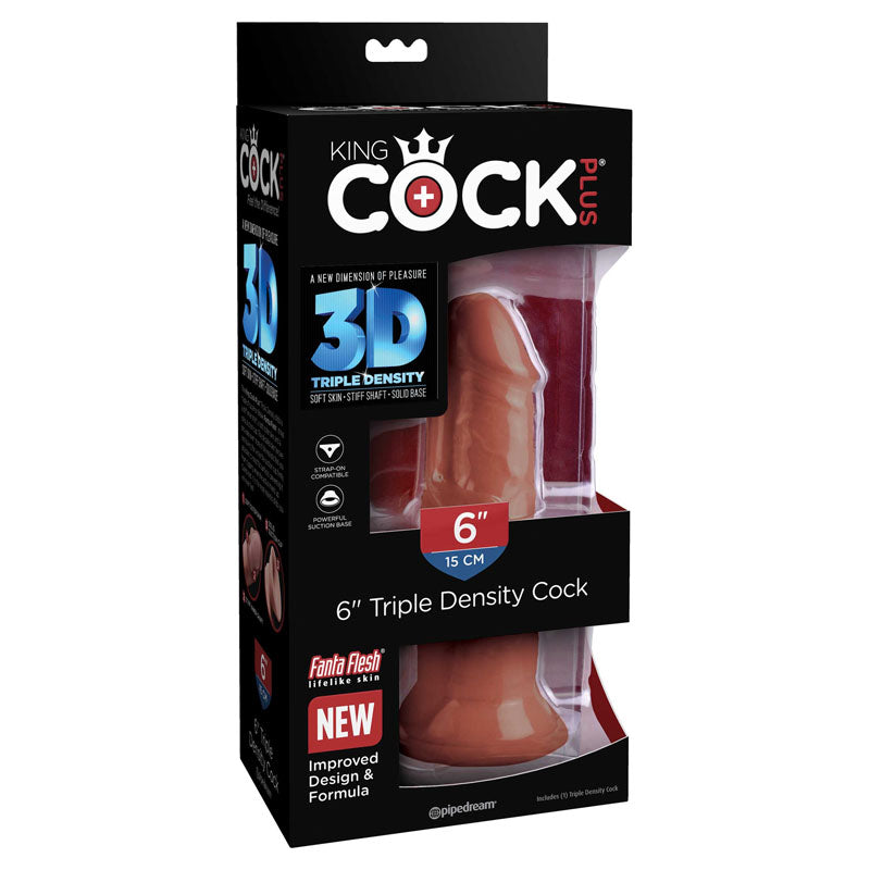 Pipedream King Cock Plus 6" Triple Density Cock Brown 15.2cm Dong Dildo