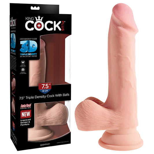 Pipedream King Cock Plus 7.5" Triple Density Cock with Balls Flesh 19cm Dong Dildo