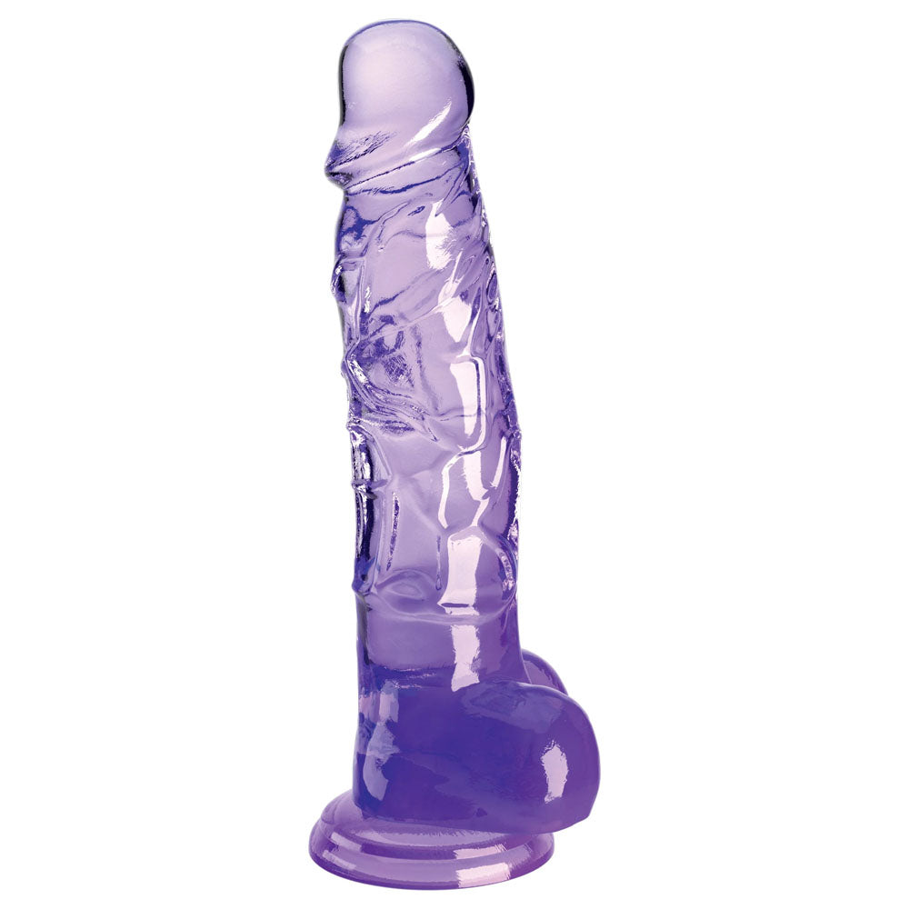 Pipedream King Cock Clear 8" Cock with Balls - Purple 20.3cm Dong Dildo