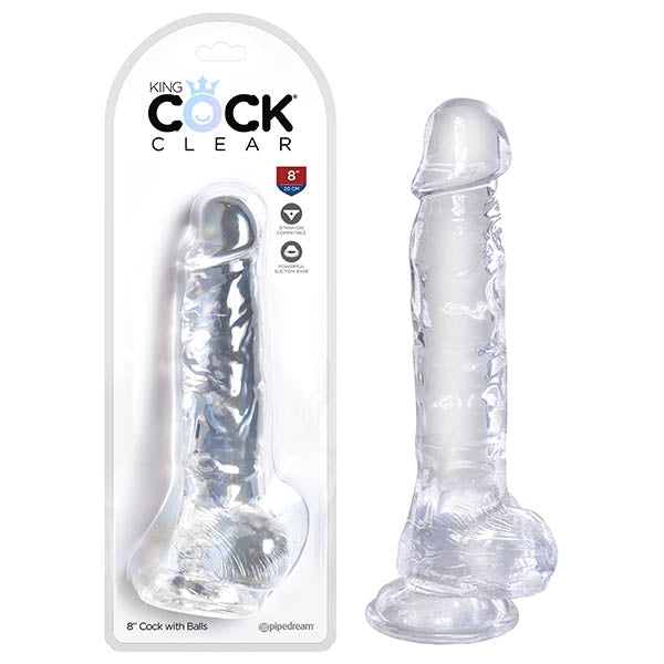 Pipedream King Cock Clear 8" Cock with Balls - Clear 20.3cm Dong Dildo