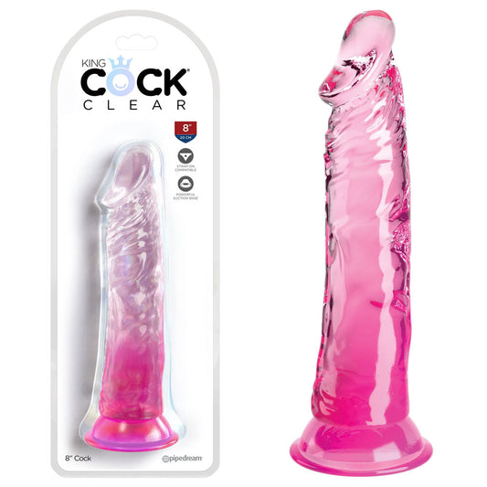 Pipedream King Cock Clear 8" Cock - Pink 20.3cm Dong Dildo