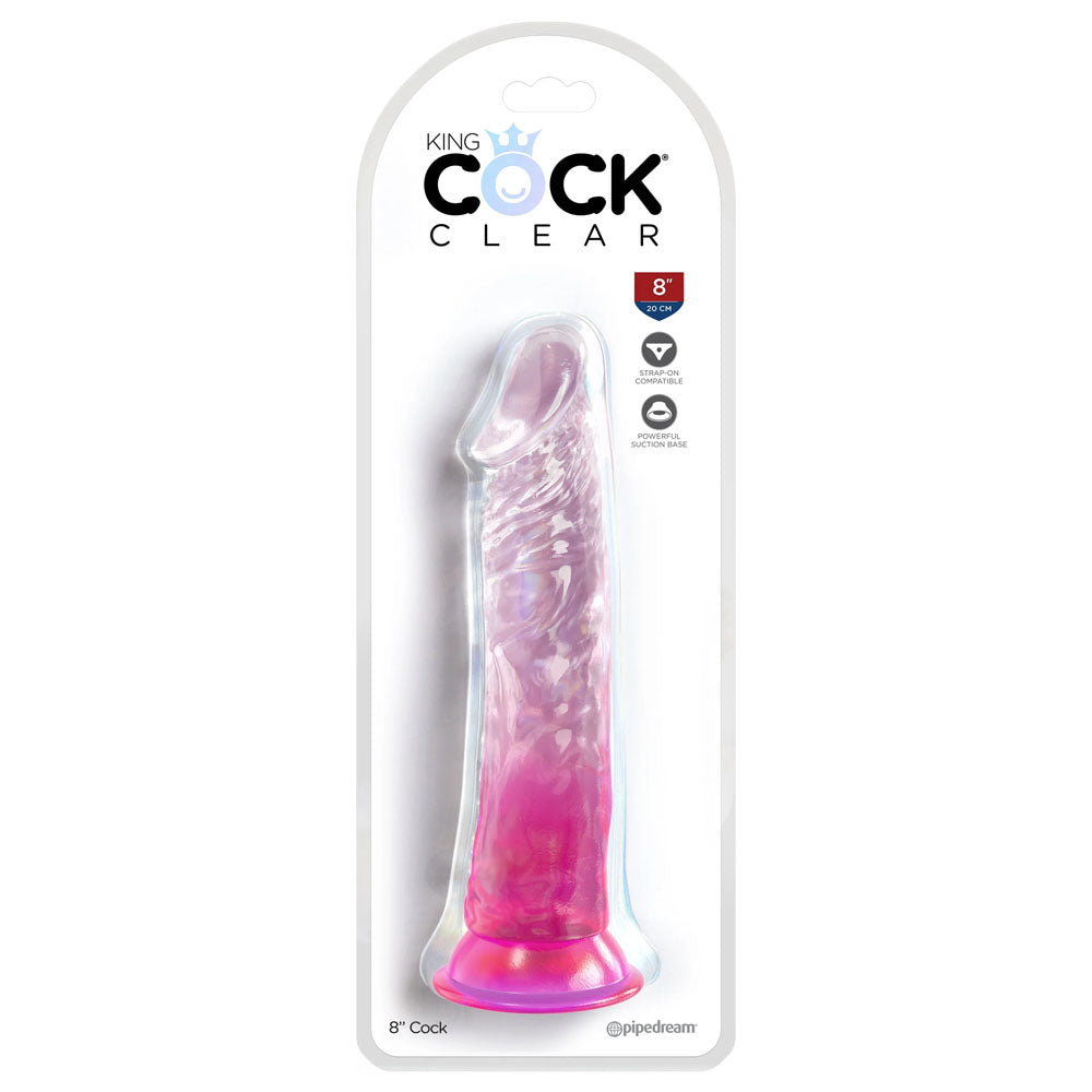 Pipedream King Cock Clear 8" Cock - Pink 20.3cm Dong Dildo