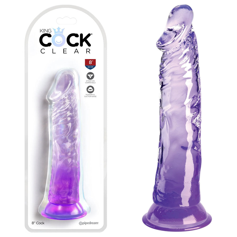 Pipedream King Cock Clear 8" Cock - Purple 20.3cm Dong Dildo