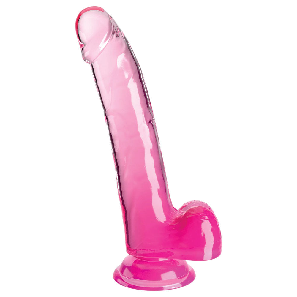 Pipedream King Cock Clear 9" Cock with Balls - Pink 22.9cm Dong Dildo