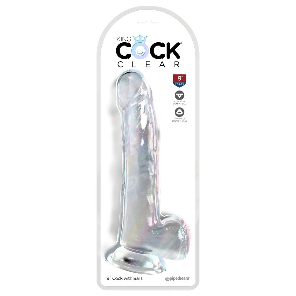 Pipedream King Cock Clear 9" Cock with Balls - Clear 22.9cm Dong Dildo