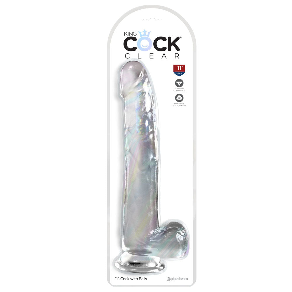 Pipedream King Cock Clear 11" Cock with Balls - Clear 28cm Dong Dildo