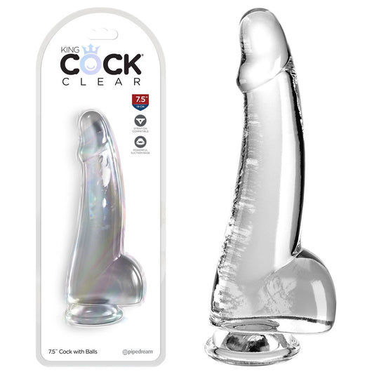 Pipedream King Cock Clear 7.5" Cock with Balls Clear 19cm Dong Dildo