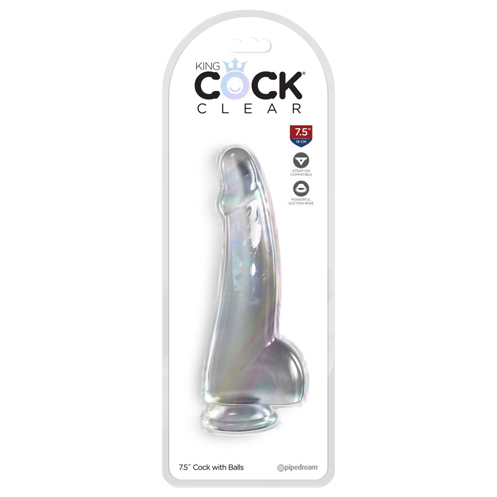 Pipedream King Cock Clear 7.5" Cock with Balls Clear 19cm Dong Dildo