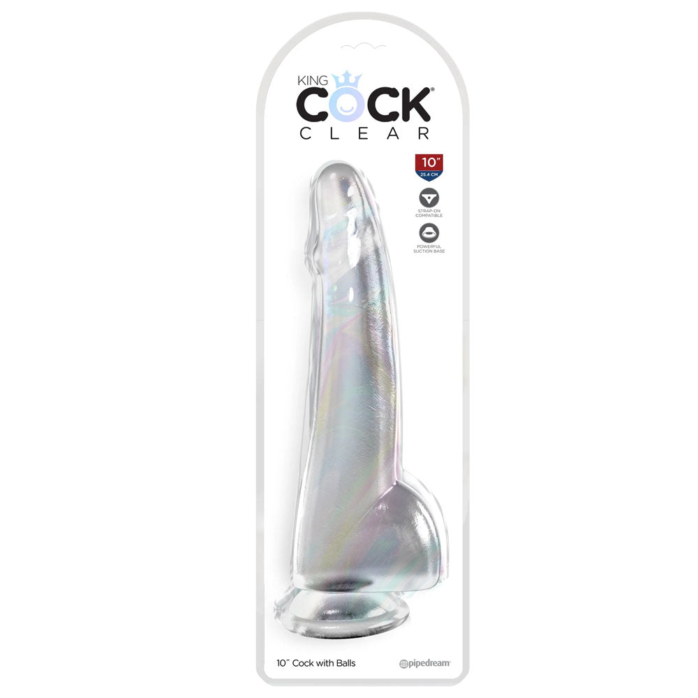 Pipedream King Cock Clear 10" Cock with Balls - Clear 25cm Dong Dildo