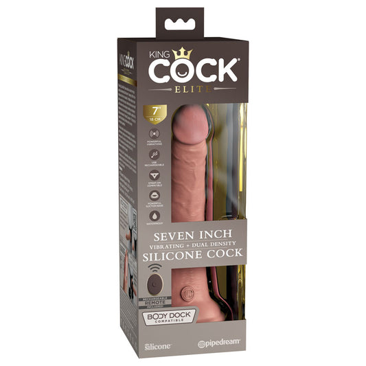 Pipedream King Cock Elite 7" Vibrating Dual Density Cock w Remote Flesh 17.8cm