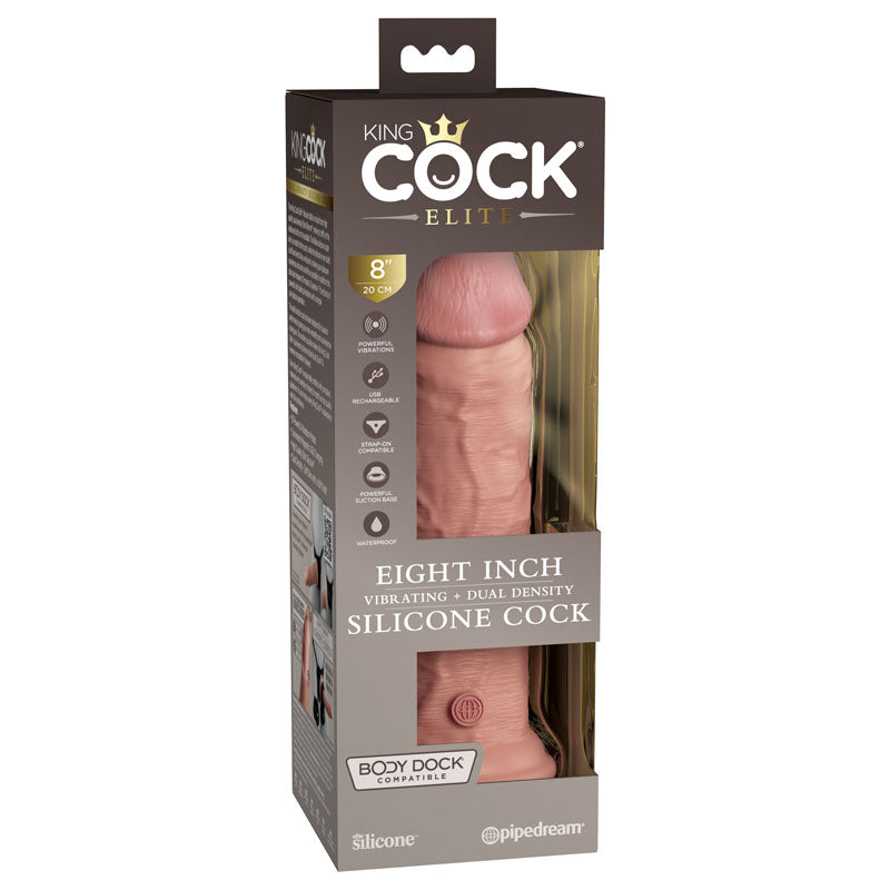 Pipedream King Cock Elite 8" Vibrating Dual Density Cock - Flesh 20.3cm Dong