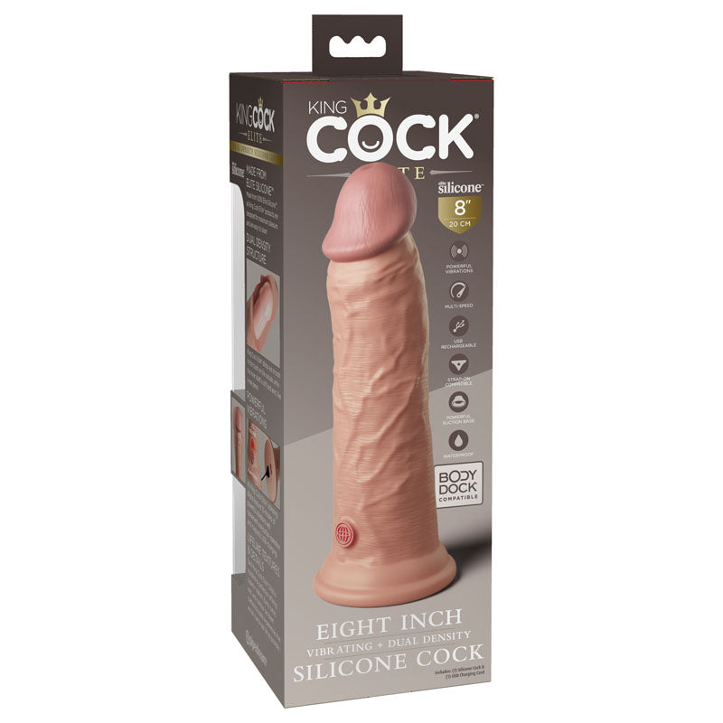 Pipedream King Cock Elite 8" Vibrating Dual Density Cock - Flesh 20.3cm Dong