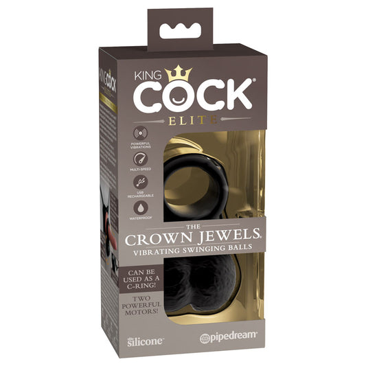 Pipedream King Cock Elite The Crown Jewels Vibrating Silicone Balls Cock Ring